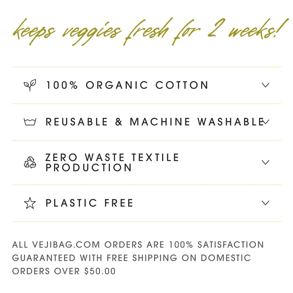 Organic Cotton Vegetable Crisper Bag - Cream - Picture 5 of 5